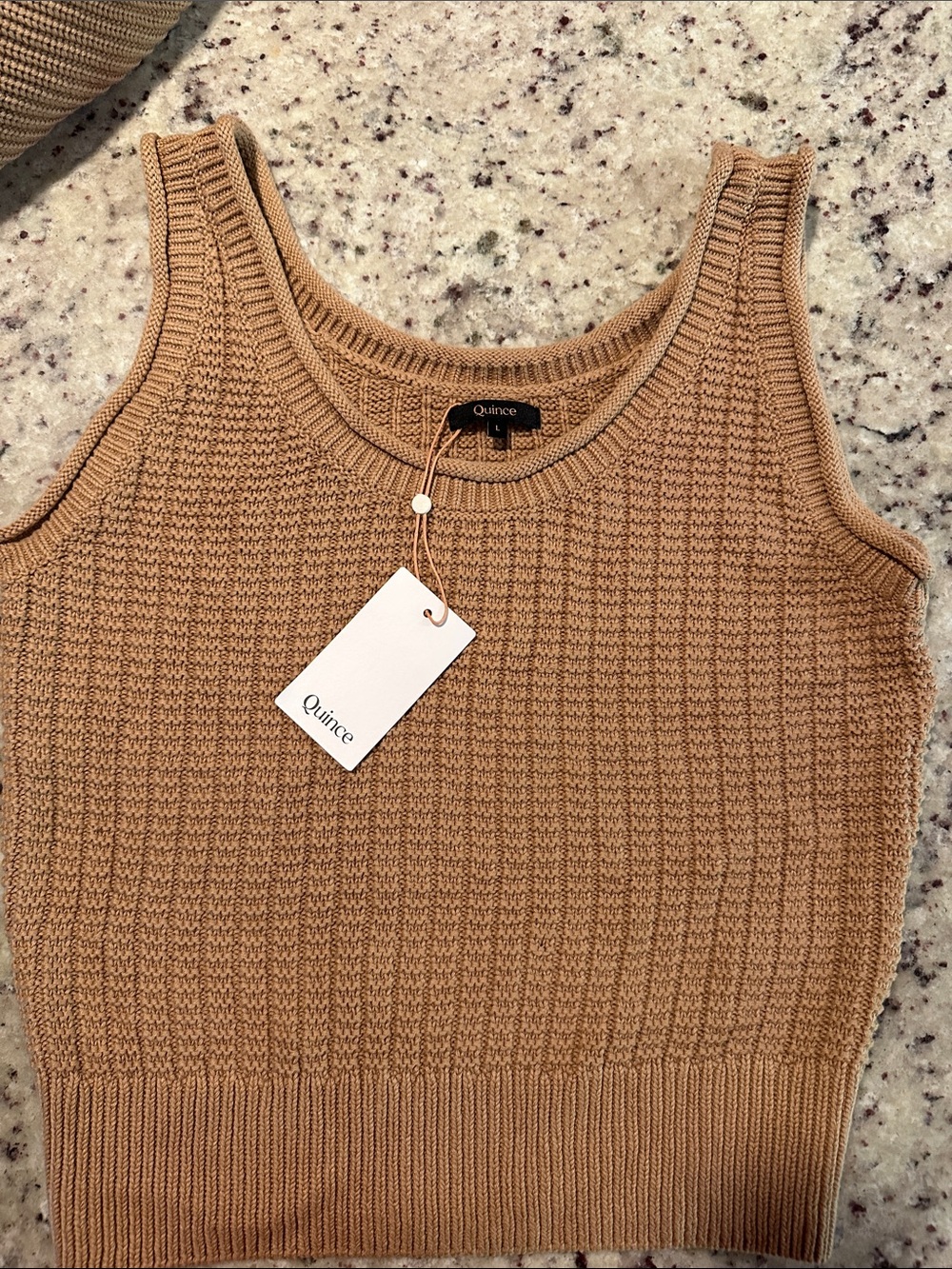 Quince Knit Tank Top in Camel Brown